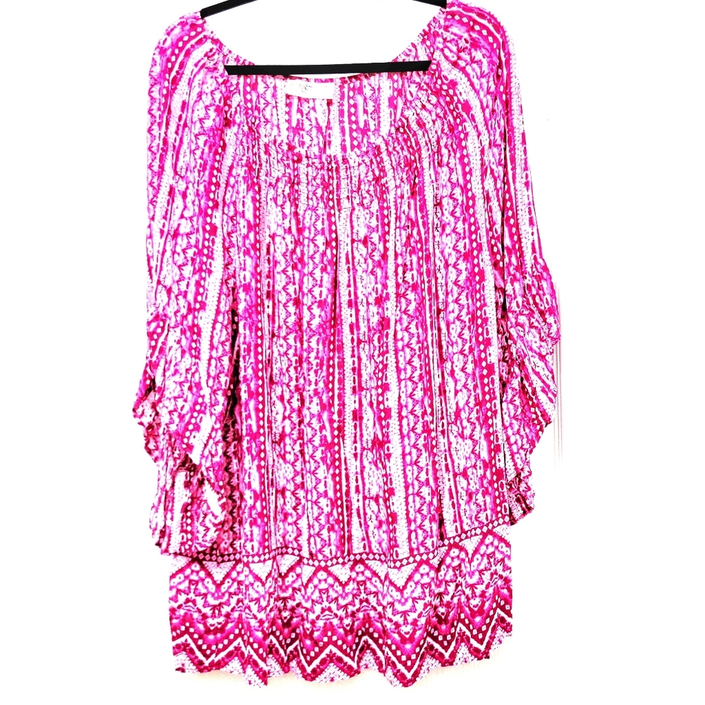 ``T25447 Terra & SKY Pink & White Print Tunic